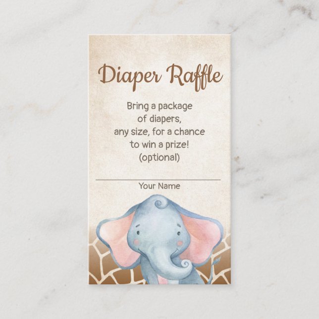 Carte Raffin Baby shower Eléphant Jungle (Devant)