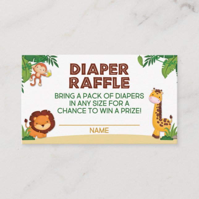 Carte Raffin Baby shower Jungle (Devant)