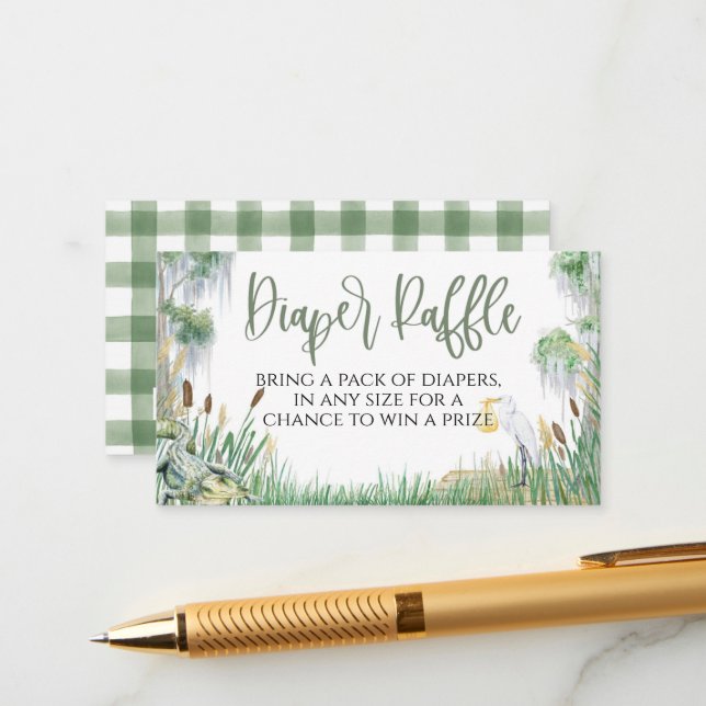 Carte Raffin de Baby shower du marais Bayou (Devant/Arrière en situation)