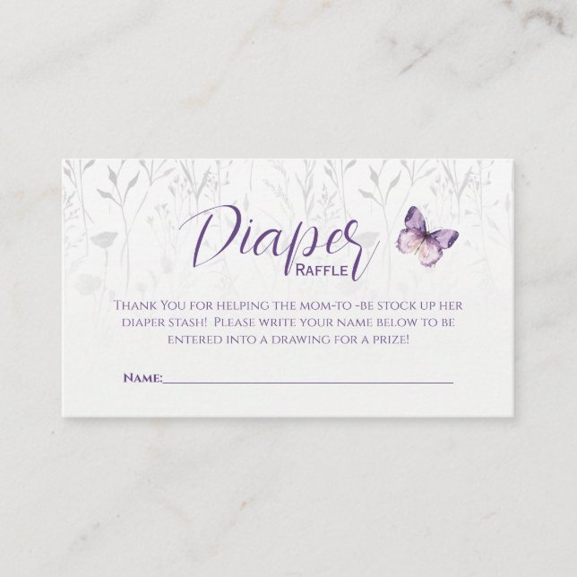 Carte Raffin fleur sauvage Papillon d'aquarelle (Devant)