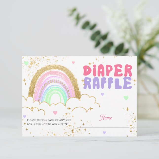 Carte Raffin Rainbow Gold Baby shower (Debout devant)