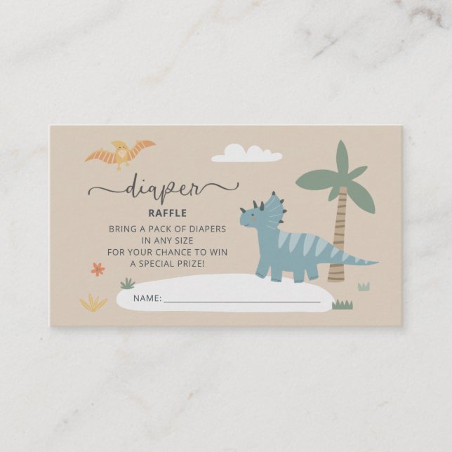Carte Raffle Bébé Dino Hatching Bientôt Diaper (Devant)