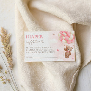 Carte Raffle Fille Déchets À Balloon Teddy Bear