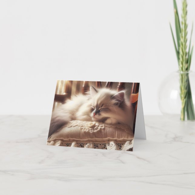 Carte Ragdoll Kitten Dormir sur un Coussin (Devant)