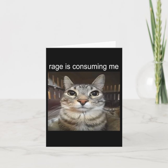 Carte Rage Me Consume Silly Staring Cat Meme (Devant)