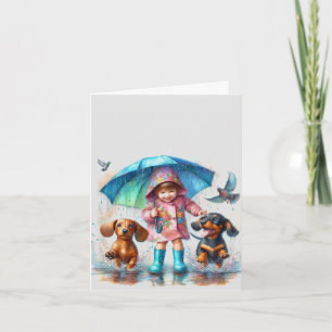 Carte Rain Puddle Friends Dachshund (téléchargeable)
