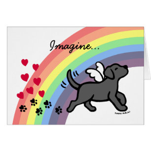 Carte Rainbow Bridge Black Labrador Hearts