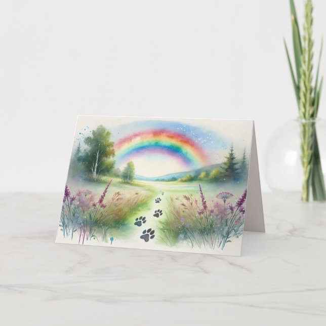 Carte Rainbow Bridge Pet Sympathy Watercolor Card (Devant)