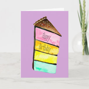 Carte Rainbow cake yacolor aquarelle art mignon