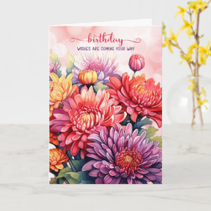 Carte Rainbow Chrysanthemums LGBTQ Anniversaire