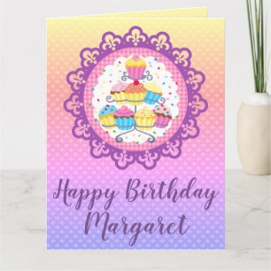 Carte Rainbow Cupcake Group Anniversaire personnalisé