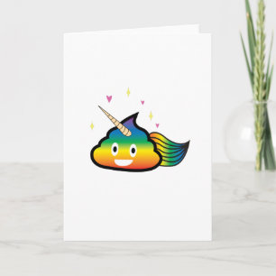 Carte Rainbow Emoji Poop Cute Girl drôle fête d'annivers