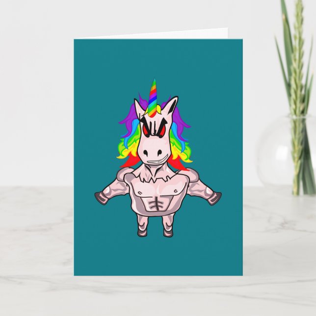 Carte Rainbow Hair Musculaire Unicorn Body Building (Devant)