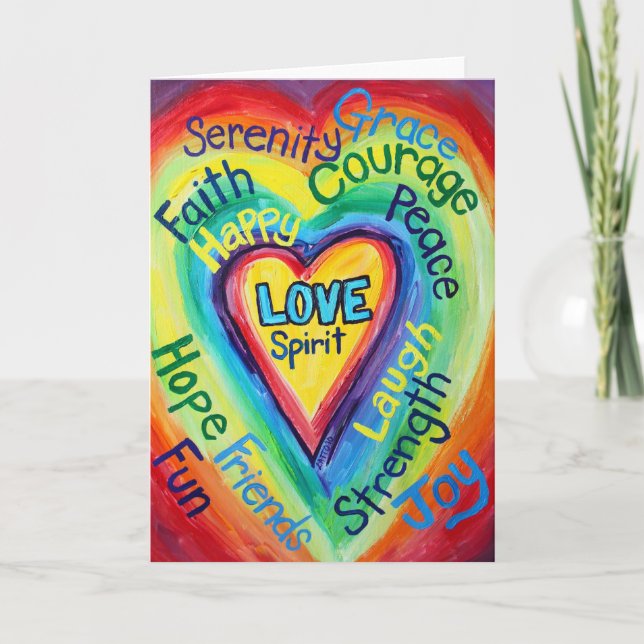 Carte Rainbow Heart Spirit Words (Devant)