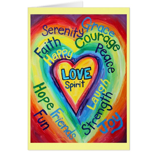 Carte Rainbow Heart Spirit Words (Devant)
