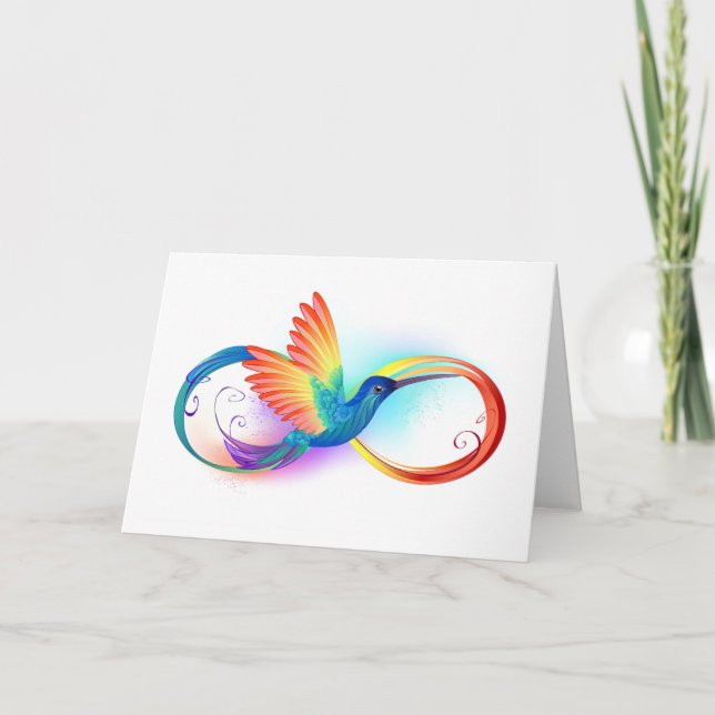 Carte Rainbow Hummingbird with Infinity symbol (Devant)