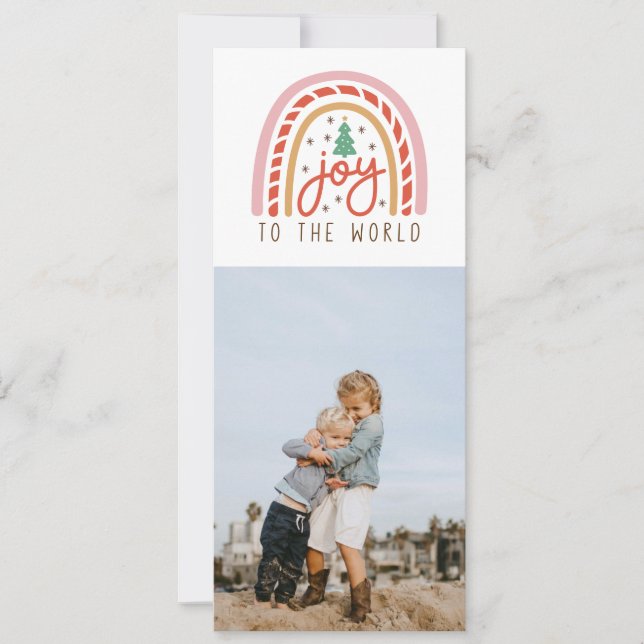 Carte Rainbow Joy to the World 4 Photo Christmas Card (Devant)