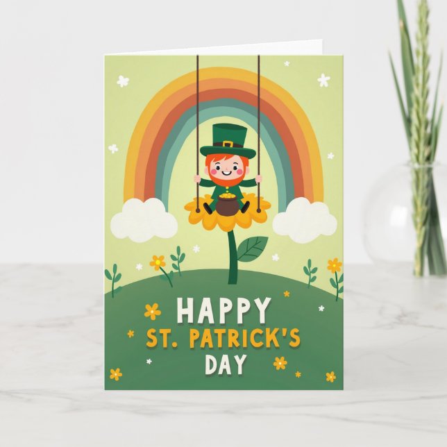 Carte Rainbow Leprechaun Flower Card (Devant)