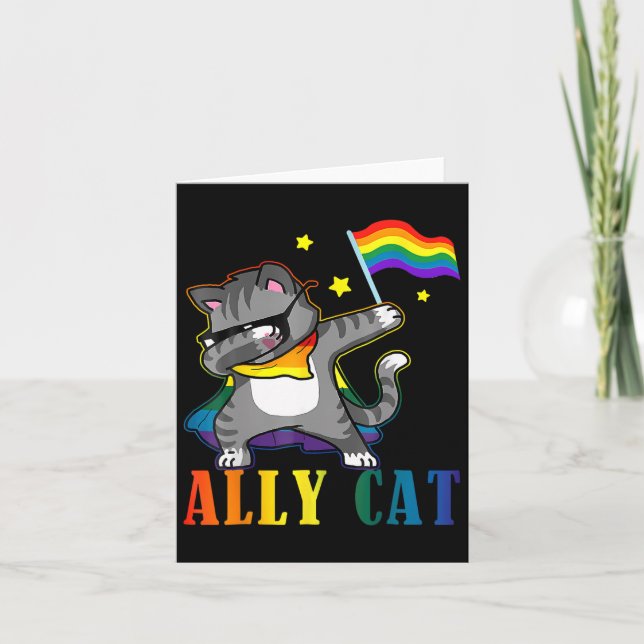 Carte Rainbow Lgbt Fierté lesbienne Dabbing Chat (Devant)