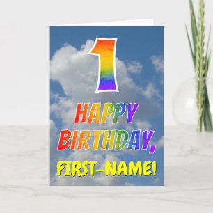 Carte Rainbow Look "1" & "HAPPY BANTHDAY", Nuages, Sky