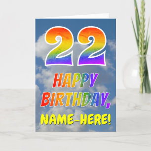 Carte Rainbow Look "22" & "HAPPY BANTHDAY", Nuages, Sky