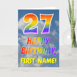 Carte Rainbow Look "27" & "HAPPY BANTHDAY", Nuages, Sky