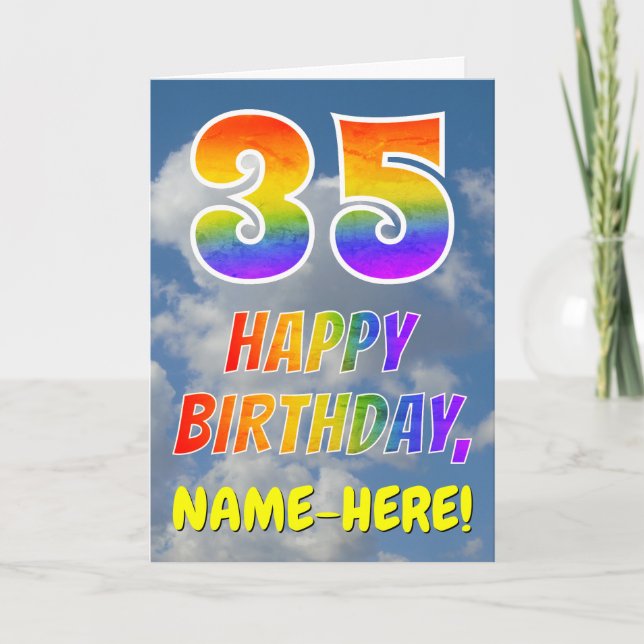 Carte Rainbow Look "35" & "HAPPY BANTHDAY", Nuages, Sky (Devant)