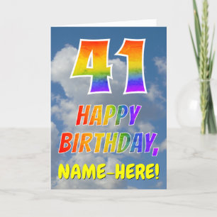 Carte Rainbow Look "41" & "HAPPY BANTHDAY", Nuages, Sky