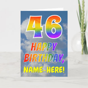 Carte Rainbow Look "46" & "HAPPY BANTHDAY", Nuages, Sky