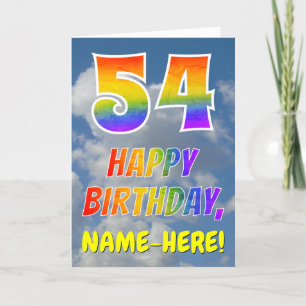 Carte Rainbow Look "54" & "HAPPY BANTHDAY", Nuages, Sky