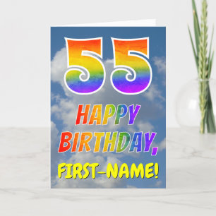 Carte Rainbow Look "55" & "HAPPY BANTHDAY", Nuages, Sky