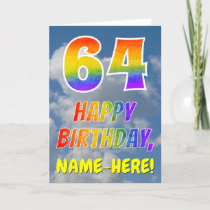Carte Rainbow Look "64" & "HAPPY BANTHDAY", Nuages, Sky