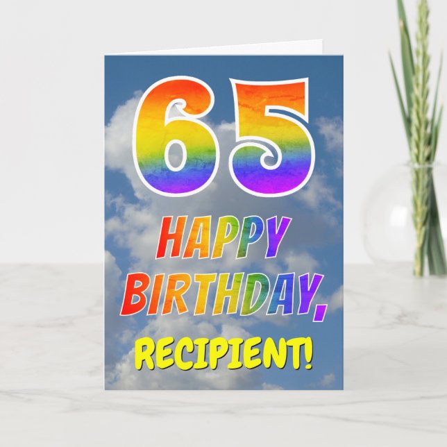 Carte Rainbow Look "65" & "HAPPY BANTHDAY", Nuages, Sky (Devant)