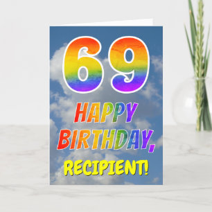 Carte Rainbow Look "69" & "HAPPY BANTHDAY", Nuages, Sky