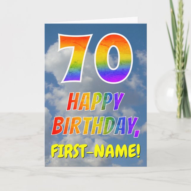 Carte Rainbow Look "70" & "HAPPY BANTHDAY", Nuages, Sky (Devant)