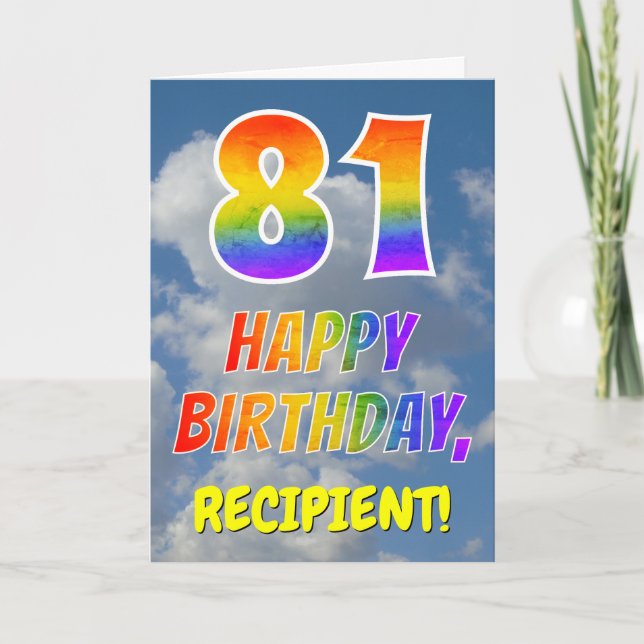 Carte Rainbow Look "81" & "HAPPY BANTHDAY", Nuages, Sky (Devant)