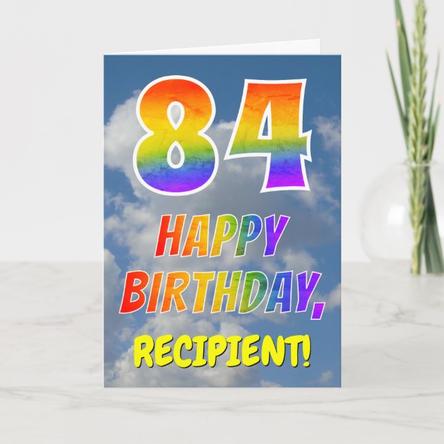 Carte Rainbow Look "84" & "HAPPY BANTHDAY", Nuages, Sky (Devant)