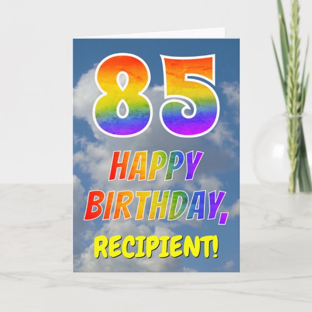 Carte Rainbow Look "85" & "HAPPY BANTHDAY", Nuages, Sky (Devant)