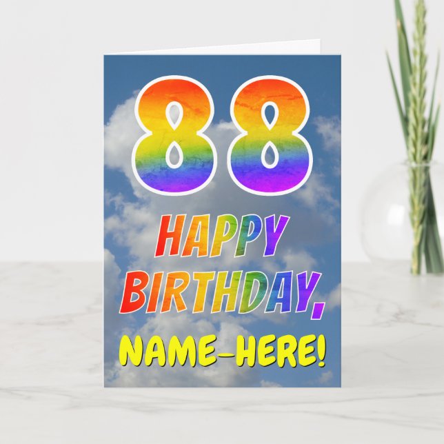 Carte Rainbow Look "88" & "HAPPY BANTHDAY", Nuages, Sky (Devant)
