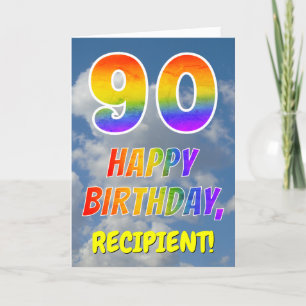 Carte Rainbow Look "90" & "HAPPY BANTHDAY", Nuages, Sky