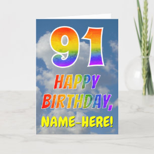 Carte Rainbow Look "91" & "HAPPY BANTHDAY", Nuages, Sky