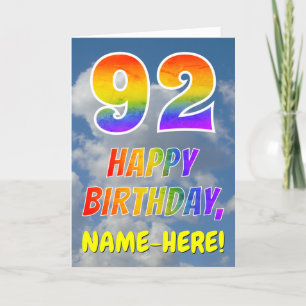 Carte Rainbow Look "92" & "HAPPY BANTHDAY", Nuages, Sky