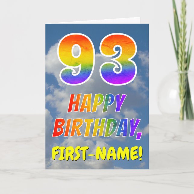 Carte Rainbow Look "93" & "HAPPY BANTHDAY", Nuages, Sky (Devant)