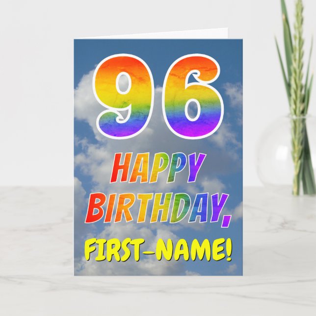 Carte Rainbow Look "96" & "HAPPY BANTHDAY", Nuages, Sky (Devant)