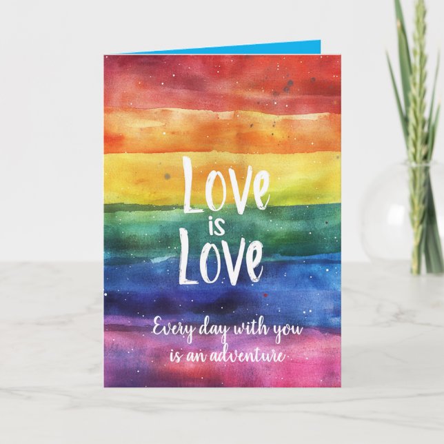 Carte Rainbow Love is Love LGBTQ Valentines card (Devant)
