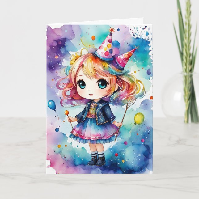 Carte Rainbow Party Magic - Personnalisable anniversaire (Devant)