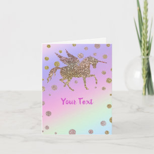 Carte Rainbow Pastel Gold Dots Unicorn Anniversaire