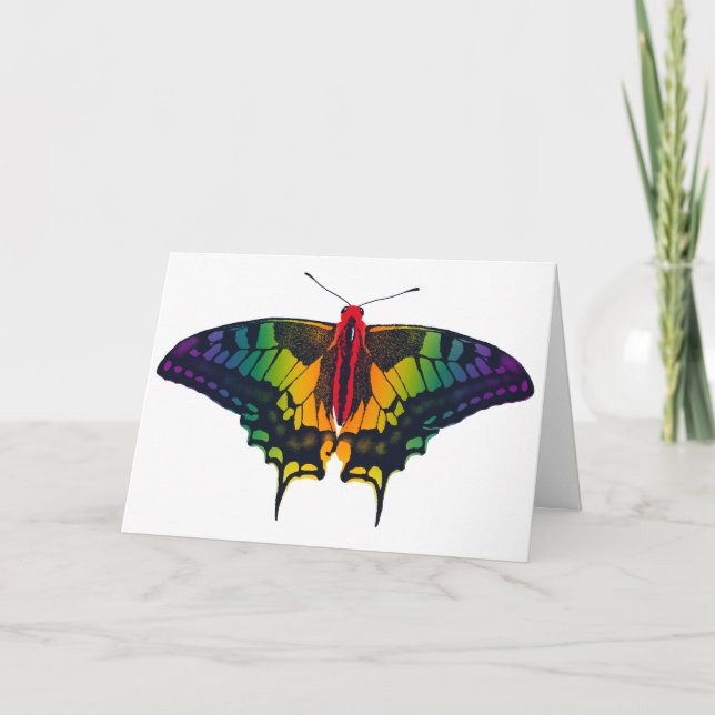 Carte Rainbow Pride Flag Swallowtail Butterfly (Devant)