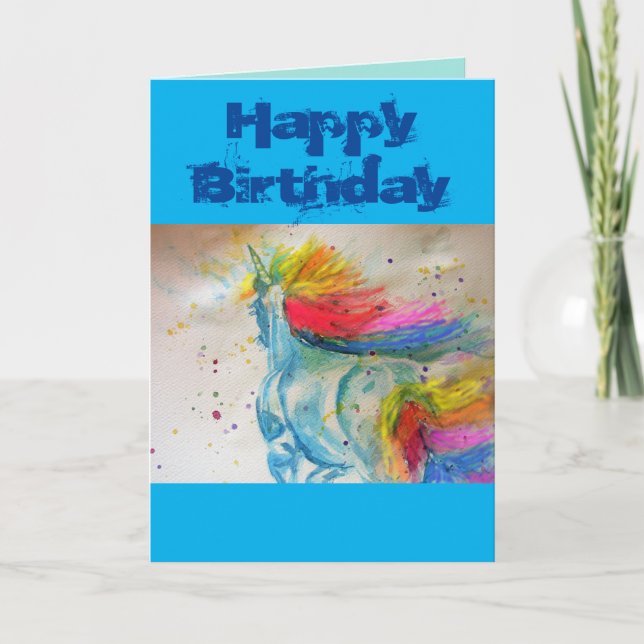 Carte Rainbow Unicorn Aquarelle Whimsical animal Card (Devant)