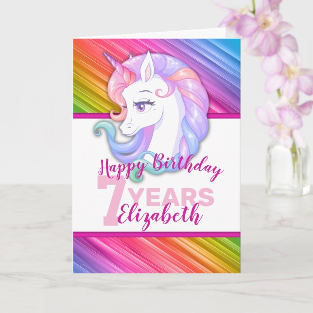 Carte Rainbow Unicorn Pony Girl Birthday Card (Orchidée)